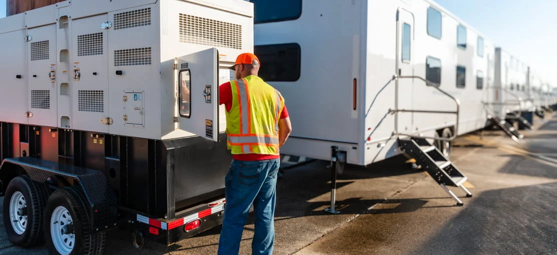 A DRG employee services mobile generators.